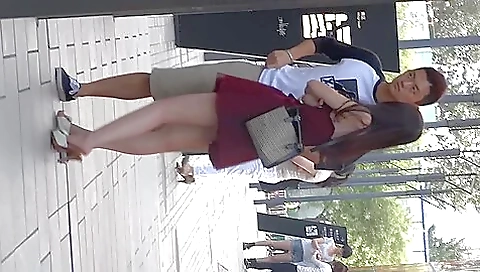 Stunning Asian Babe Caught In Public Wearing Sexy Red Dress & Candid White Mules