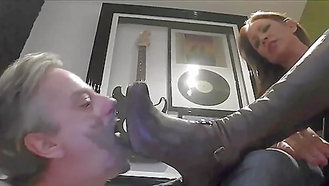 Lusty Milf Got Her Muddy Boots Licked Out By Her Personal Male Foot Slave