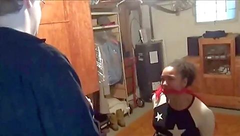 Cute Busty Ebony Damsel Bound And Gagged