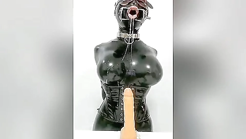 Self Latex Bondage And Dildo Deepthroat Self Latex Bondage And Dildo Deepthroat
