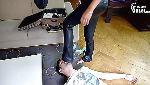 Submissive Dude Gets To Smell His Mistresss Shoes And Feet